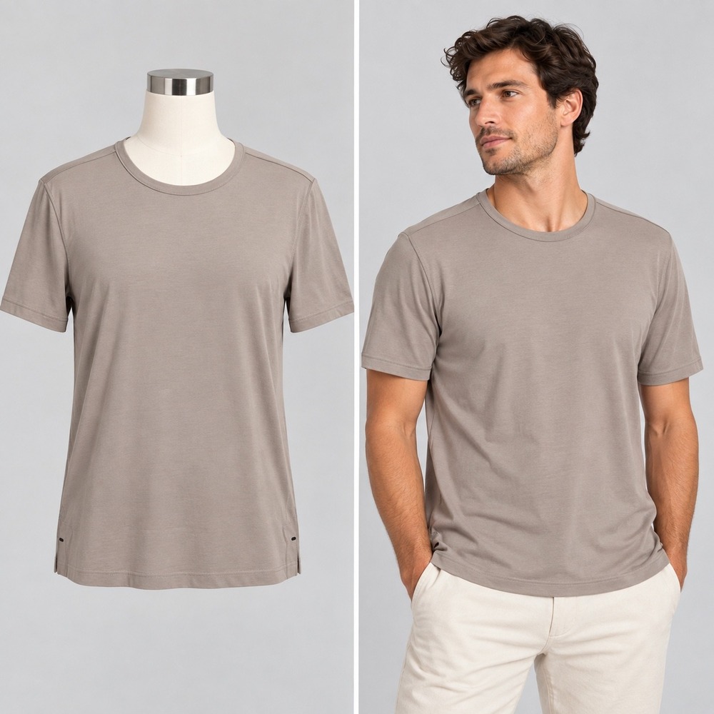 Rhone Elevated Modern Tee Mens Medium Foggy Taupe Slim Fit Silk Blend Activewear